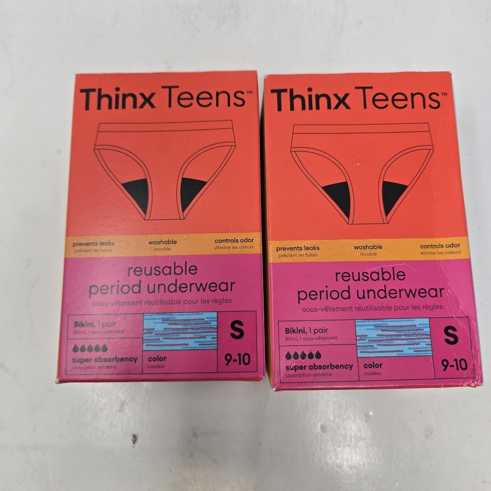 Thinx Teens Size Small 9-10 Super Absorbency Cotton Bikini Period Underwear